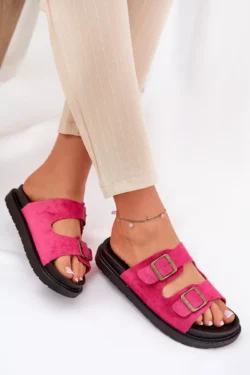 Moteriškos platformos šlepetės su sagtimis Fuchsia Simbes
