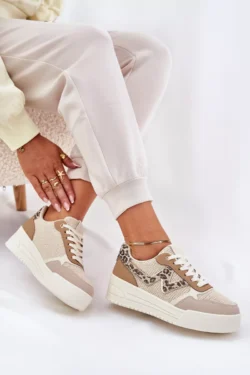 Moteriški sportiniai bateliai ant platformos Panther Khaki Lorori