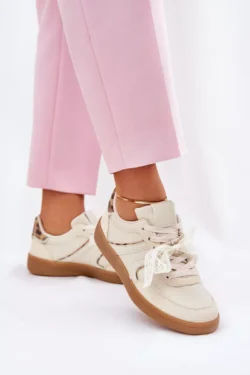 Moteriški lankstūs kedai su raišteliais, leopardo raštas, smėlio spalvos Zielle