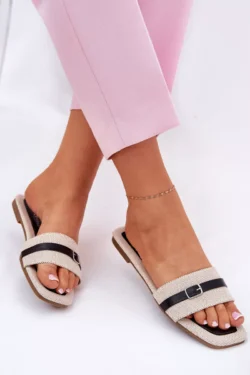 Moteriškos basutės su dirželiu ir sagtimi smėlio spalvos Zilina