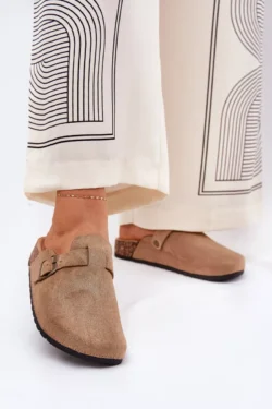 Moteriškos klumpės ant platformos su sagtimi, chaki spalvos Selio