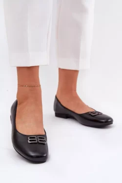 Eleganti moteriškos balerinos su puošmena Vinceza 62206 Juodos