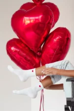 Moteriškos kojinės, maži širdelės, baltos