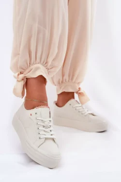 Moteriški sportiniai bateliai iš ekologiškos odos „Big Star RR274A297“ šviesiai smėlio spalvos