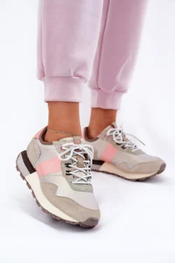 Moteriški zomšiniai sportbačiai Big Star RR274243 HI-POLY SYSTEM pilkai rožiniai