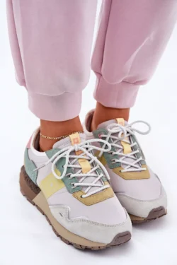 Moteriški zomšiniai kedai Big Star RR274244 HI-POLY SYSTEM Pilkai-Geltoni