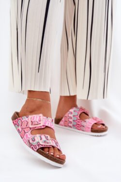 Moteriškos šlepetės su sagtimis ir blizgučiais Rožinės S.Barski RB51-006