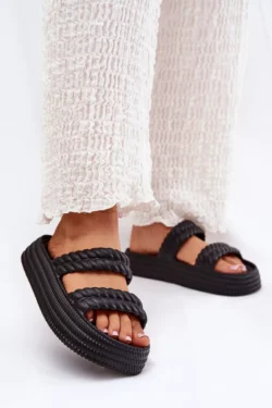 Lengvos moteriškos "S.Barski" ZK51-001 šlepetės ant platformos, juodos