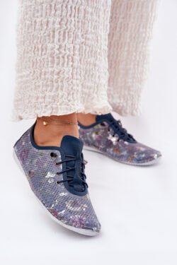 Damosios natūralios odos "Derby" bateliai, "Artiker 56C2691" modelio raštuotas dizainas, mėlynos spalvos