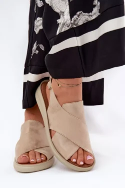 Moteriškos basutės pagamintos iš ekoodosios odos, auksinės spalvos, Tosmelia