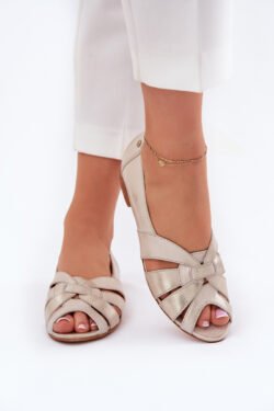 Odiniai baleto bateliai atvirais pirštukais Maciejka 06908-25/001-1 Distressed Gold