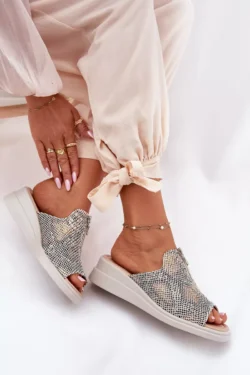 Moteriškos platformos basutės su užtrauktuku, gyvūno atspaudas, smėlio spalvos, Irriva