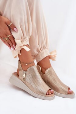 Auksinės moteriškos pleištinės basutės Mevinette