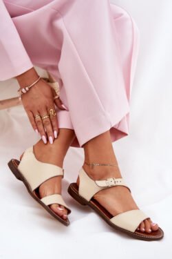 Moteriškos odinės basutės Zazoo 3014 smėlio spalvos