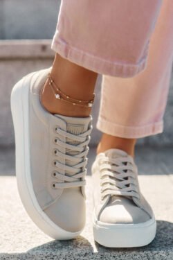 Moteriški audinio sportbačiai ant platformos Big Star RR274465 Smėlio spalvos