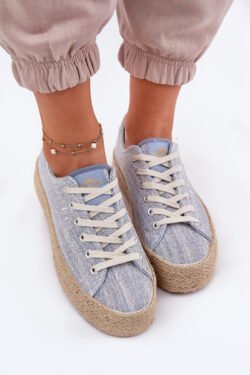 Moteriški platforminiai sportbačiai su pynimu Lee Cooper LCW-25-02-3284 šviesiai smėlio spalvos