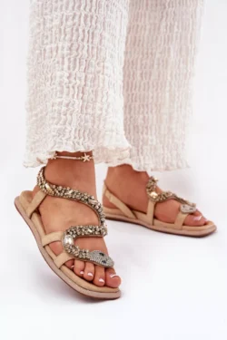 Moteriškos basutės su dekoracija gyvatė, "Artiker" eko zomšos, smėlio spalvos 56C1361