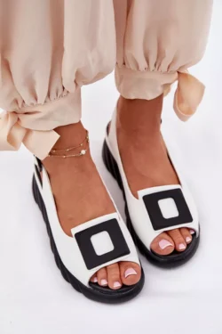 Odinės moteriškos atraminės basutės su dekoracija Artiker 56C2157 Baltos