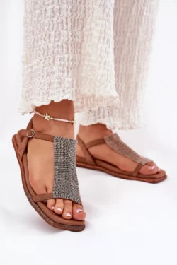 Elegantiškos moteriškos basutės su kristalais Artiker 56C1365 Brown