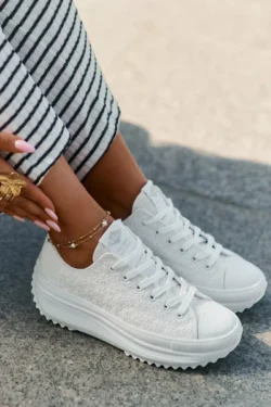 Moteriški "Platform" sportbačiai su siuvinėjimu, Lee Cooper LCW-25-31-3465L Balti