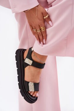 Odinės moteriškos platformos basutės Zazoo 40443 juodos