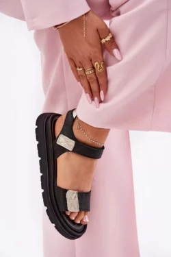 Odinės moteriškos platformos basutės Zazoo 40443 juodos