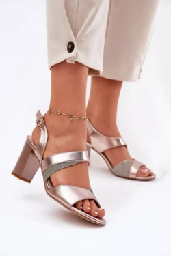 Moterims skirti aukštakulniai sandalai "Sergio Leone" SK866, rožinio aukso spalvos