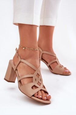 Moteriškos basutės su kvadratiniu kulnu, smėlio spalvos, Sergio Leone SK884