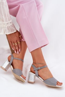 Moteriški aukštakulniai sandalai Vinceza 20275 Pilki