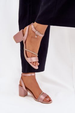 Moteriškos aukštakulnės basutės su cirkoniu Vinceza 20268 Beige