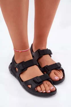 Moterims skirti "Big Star" RR274A512 platforminiai putplasčio sandalai, juodos spalvos