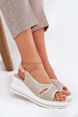 Moterims skirti "S.Barski" odiniai basutės ant pleišto tipo kulno S.Barski LR51-660 Aukso spalvos