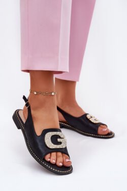 Moteriškos basutės su dekoratyviniu elementu juodos S.Barski KV51-081