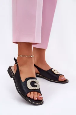 Moteriškos basutės su dekoratyviniu elementu juodos S.Barski KV51-081