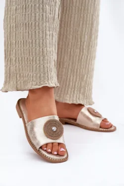 Moteriški S.Barski KV51-013 Auksaspalviai Bateliai Su Dekoracija