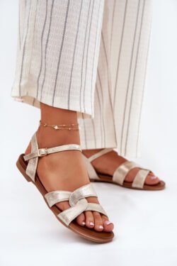 Lygūs blizgūs sandalai moterims S.Barski KV51-022 Gold