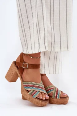 Odinės basutės su pynimu ant dirželių rudos Zazoo 40460