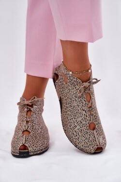 Aksesuarai "Maciejka" 03426-49 "Panther" batai ant kulkšnies iš raštuotos odos