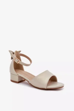 Blizgūs mergaičių sandalai ant žemo kulno, auksiniai Ainare