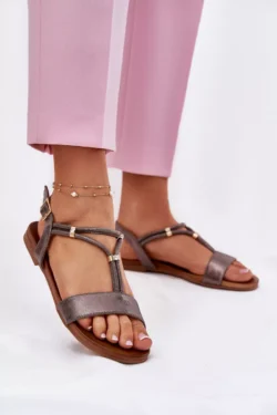 Moteriški „S.Barski“ plokščiapadžiai sandalai su dirželiais KV51-120 Graphite
