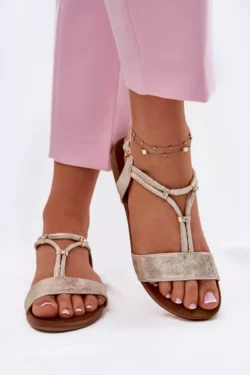 Moteriški sandalai su dirželiais S.Barski KV51-120 Auksiniai