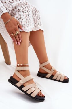 Eco Suede Moteriškos basutės su lipduku smėlio spalvos Valpera