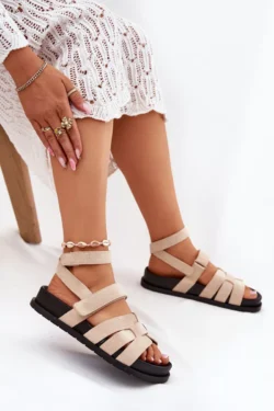 Eco Suede Moteriškos basutės su lipduku smėlio spalvos Valpera