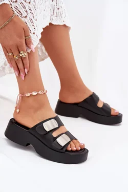 Moteriškos basutės su dirželiais, ekooda, juodos, Falenisse