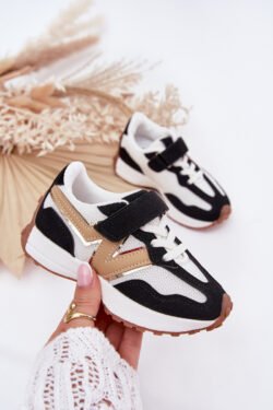 Vaikiški „Velcro“ sportbačiai juoda-balta „Tezzu“