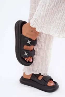 Putplasčio moteriškos platforminės basutės juodos Falowena