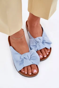 Moteriškos šlepetės su kamštienos padu ir mėlyna banteliu Seressa