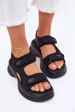 Moteriški sandalai su auksinėmis detalėmis Luvira, juodi