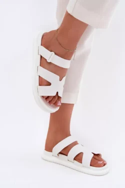 Moteriškos gumines šlepetės su dirželiu baltos Tavirae