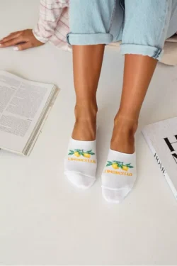 Moteriškos "Microstop" medvilninės kojinės "Limoncello White"